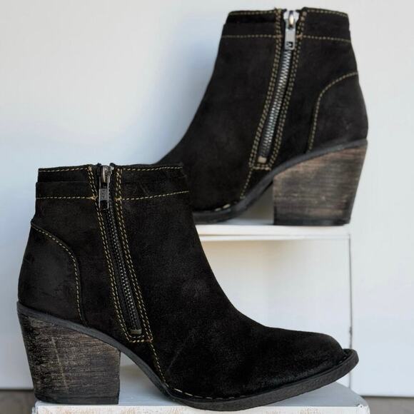 Born Women's Black Alana Dual Zip Bootie Size 7.5/38 - Picture 1 of 10
